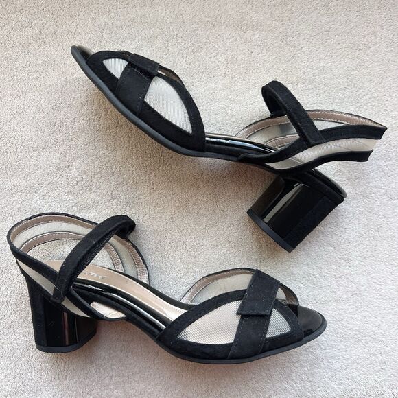 NEW BeautiFeel Sunny Black Suede Nude Mesh Block Heel Sandal Women EU 36 US 5.5 - Picture 1 of 16